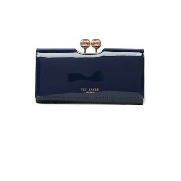 NIB- Ted Baker - FELICEE - Bobble Matinee Wallet - Navy Patent Leather - Picture 5 of 7